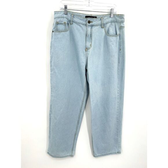 LIONESS High Rise Wide Leg Light Wash Blue Denim Jeans Size XXL - Picture 1 of 7